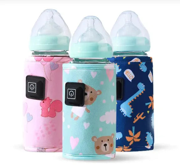 Portable USB baby bottle warmer sleeves with animal patterns for travel and on-the-go feeding - IZZIE