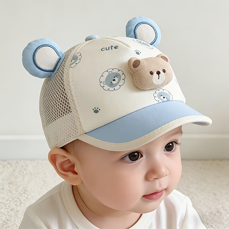 Cute Bear Baby Baseball Cap - Breathable Spring and Summer Hat for Boys and Girls (1-3 Years)