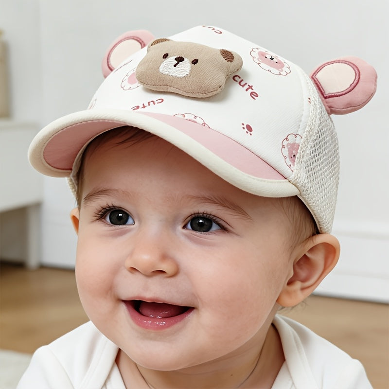 Cute Bear Baby Baseball Cap - Breathable Spring and Summer Hat for Boys and Girls (1-3 Years)