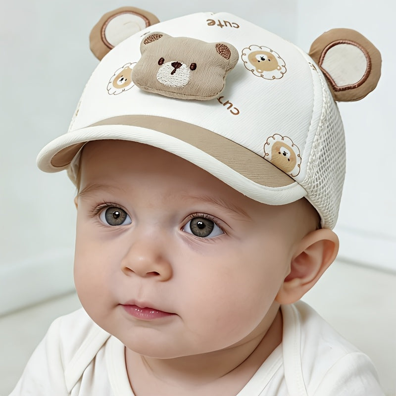 Cute Bear Baby Baseball Cap - Breathable Spring and Summer Hat for Boys and Girls (1-3 Years)