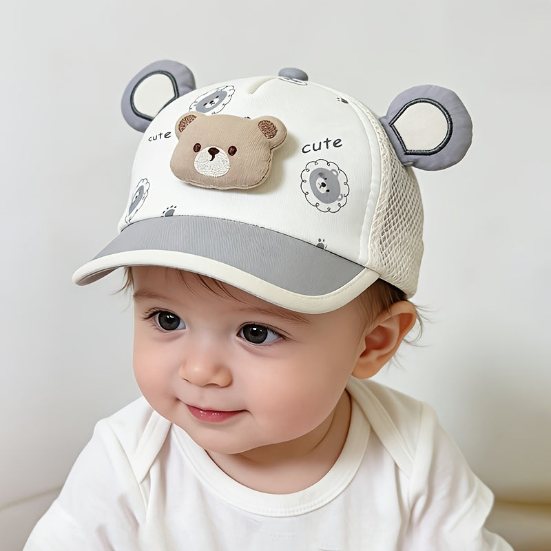 Cute Bear Baby Baseball Cap - Breathable Spring and Summer Hat for Boys and Girls (1-3 Years)
