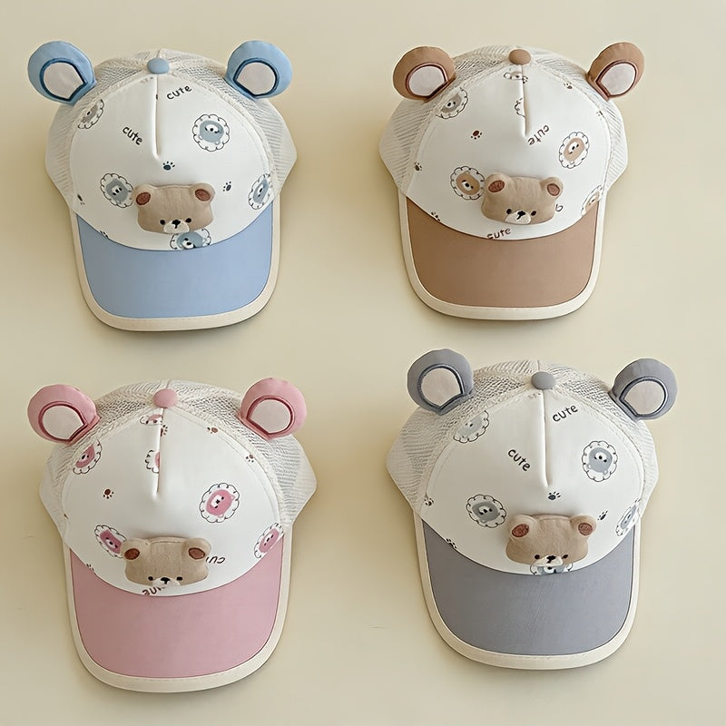 Cute Bear Baby Baseball Cap - Breathable Spring and Summer Hat for Boys and Girls (1-3 Years)
