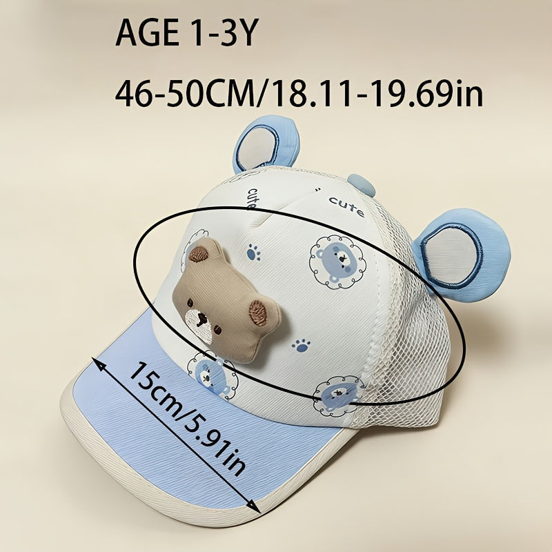 Cute Bear Baby Baseball Cap - Breathable Spring and Summer Hat for Boys and Girls (1-3 Years)