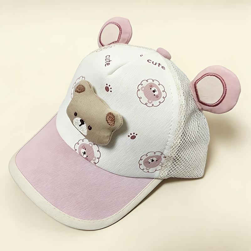 Cute Bear Baby Baseball Cap - Breathable Spring and Summer Hat for Boys and Girls (1-3 Years)