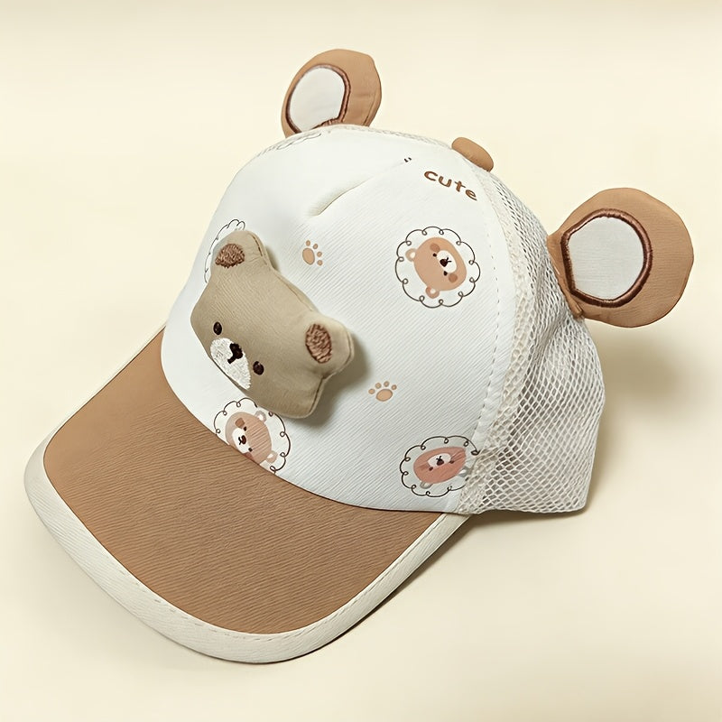 Cute Bear Baby Baseball Cap - Breathable Spring and Summer Hat for Boys and Girls (1-3 Years)