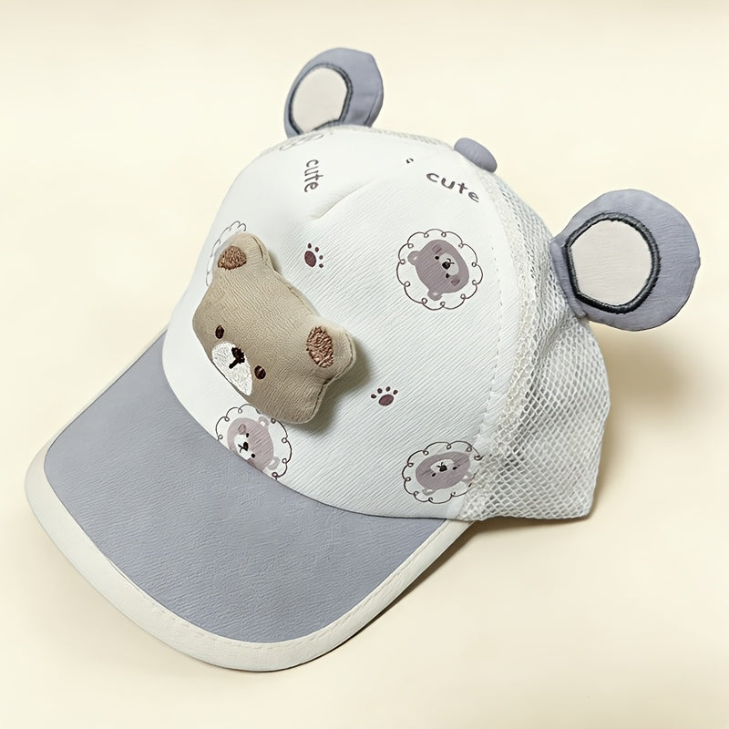 Cute Bear Baby Baseball Cap - Breathable Spring and Summer Hat for Boys and Girls (1-3 Years)