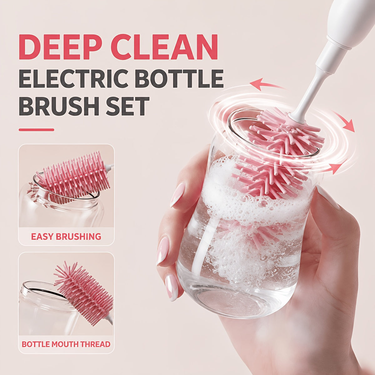 6-in-1 Electric Bottle Cleaner Brush Set