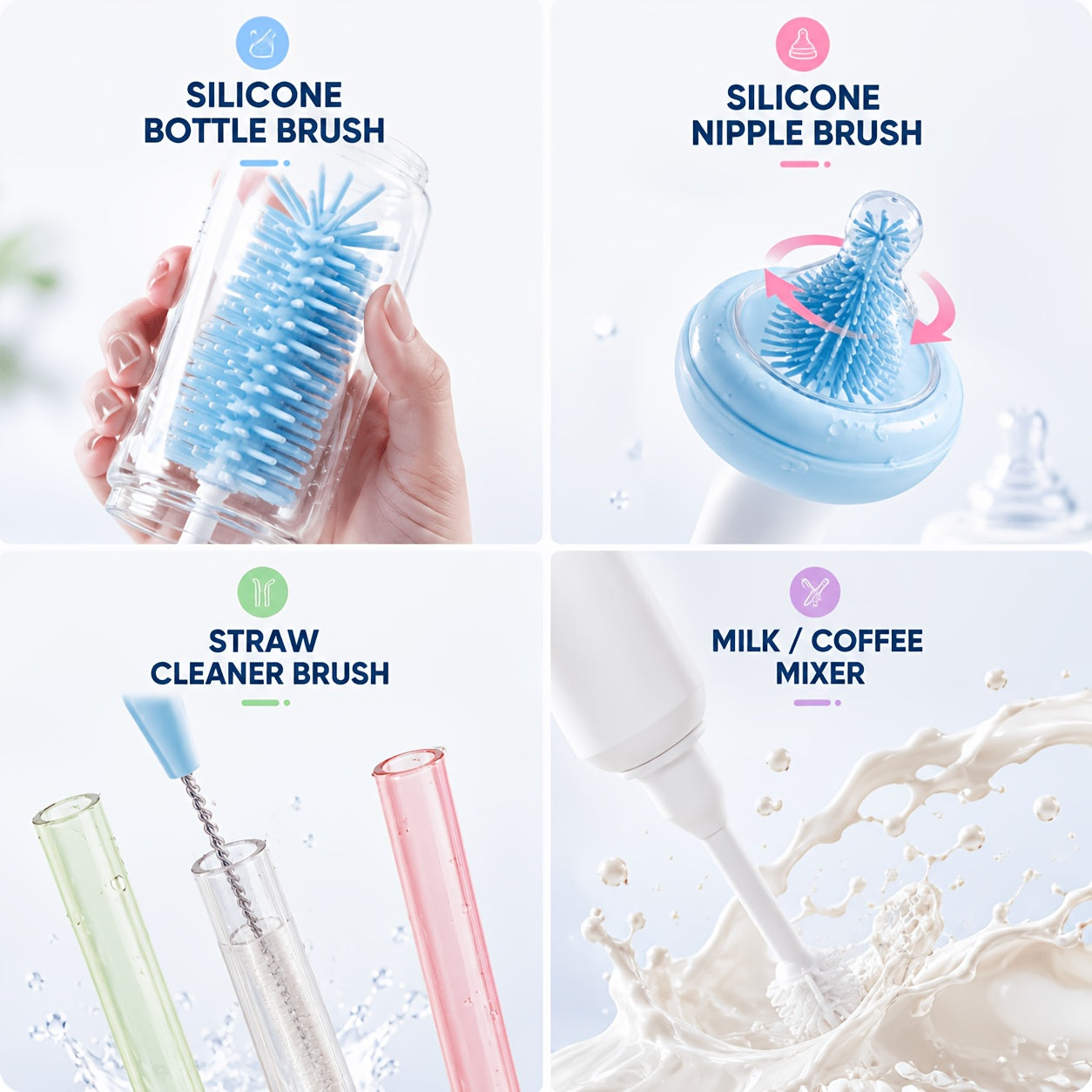6-in-1 Electric Bottle Cleaner Brush Set