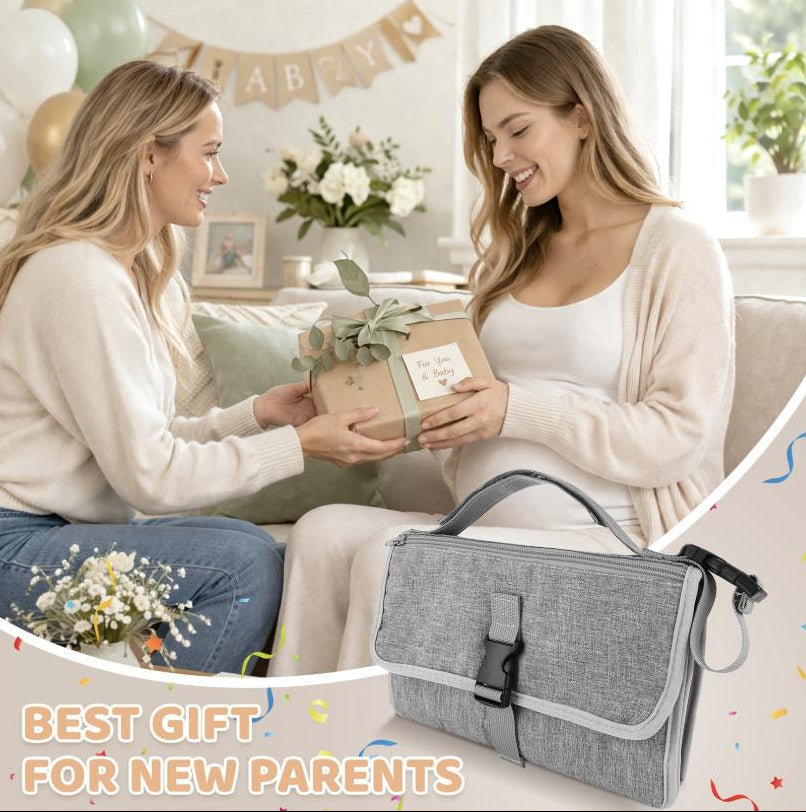 Portable Diaper Changing Pad - Waterproof Travel Changing Mat with Storage Pockets & Wipes Dispenser