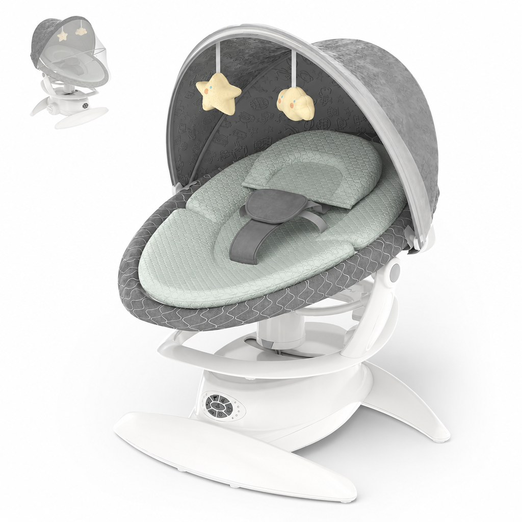 Gray baby swing without brand lettering