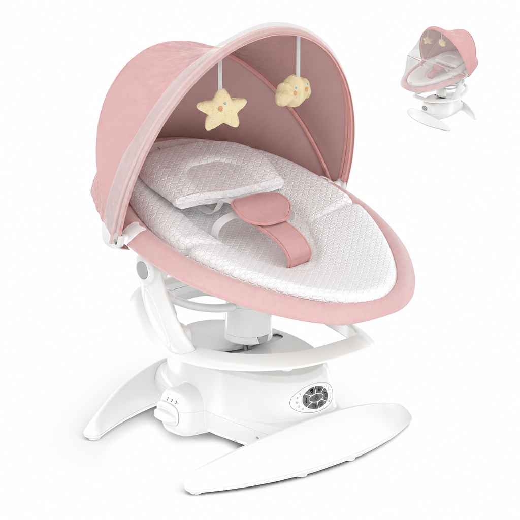 Pink baby swing without brand lettering