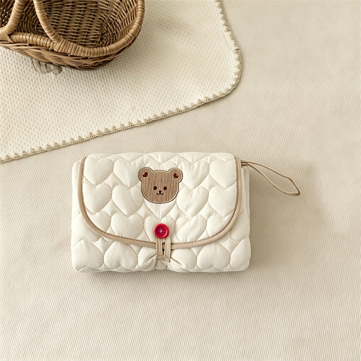 Cute Bear & Bunny Foldable Baby Changing Pad - Soft Portable Diaper Mat