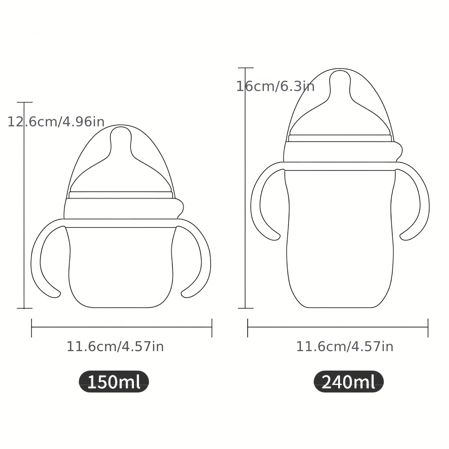 Collapsible Silicone Baby Bottle with Weighted Straw & Wide-Neck Nipple – 2 Pack